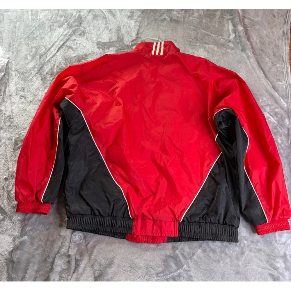 Vtg adidas Track Jacket Mens 2XL Red Colorblock Full Zip Embroidered
